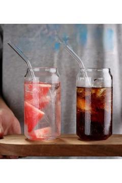 2 Adet Cam Pipetli Kola Kutusu Şeklinde Borosilikat Sunum, Süt Ve Meyve Suyu Bardağı (4'lü Set)