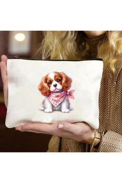 SEVİMLİ CHARLİE SPANİEL TASARIMLI MAKYAJ KOZMETİK ÇANTASI FERMUARLI RAHAT KULLANIM