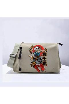 Samurai Cat Unisex Bej Postacı Çantası