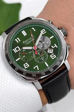 Function Deri Kordon Erkek Kol Saati 3 Atm- Bileklik Hediyeli Yeşil-siyah Zmfer167