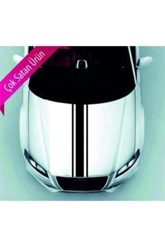 Ön Kaput Siyah Çift Çizgili Şerit Sticker Oto Sticker Araba Sticker Modifiye Tuning Çıkartma Etiket