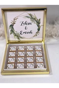 48 Adet Kız Isteme Çikolatası, Söz, Nişan Çikolatası karton kutuda Süslemeli İsimli