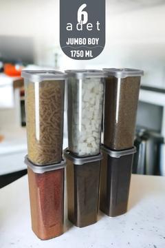 Kapaklı Erzak Bakliyat Saklama Kabı Kare Saklama Kutusu Seti 6 Adet 1750 ml