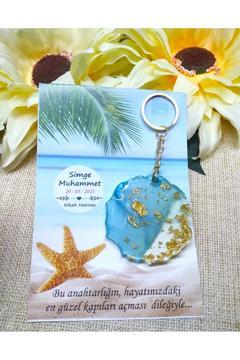 Deniz Konseptli Epoksi Anahtarlık Söz Nişan Nikah Şekeri Hediyeliği (30 Adet)