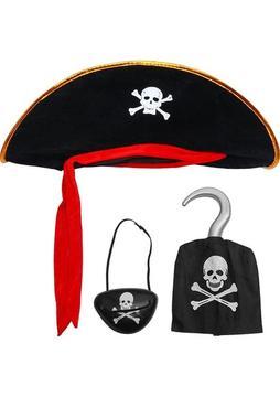 Samur Kadife Korsan Şapkası Korsan Eli ve Korsan Göz Maskesi Çocuk Boy Ss