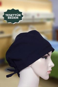 Lacivert Doktor Hemşire Aşçı Cerrahi Bone Hastane Anne Bone Iş Bandanası Pamuklu Kumaş Lastikli