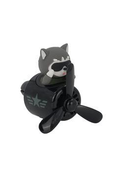 Pervaneli Siyah Klima Süsü Oto Koku Klipsi Pilot Gri Kedi Araba Hava Ferahlatıcı Maskot