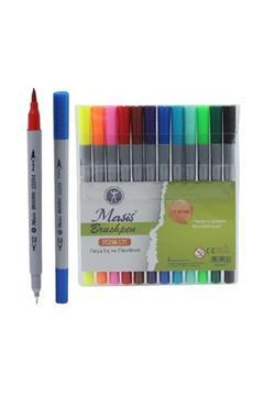 Brushpen Çift Uçlu Fırça Uç Ve Fineliner Uçlu 12 Renk Pvc Paket