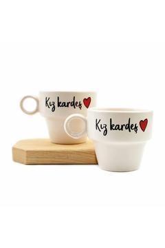 Kız Kardeş 2'li Espresso Bardak Seti - Hediye Seramik Fincan