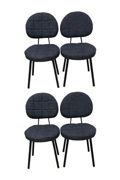 4 Adet Poverty Sandalye Antrasit Gri Mutfak Salon Yemek Odası Sandalyesi Metal Ayak