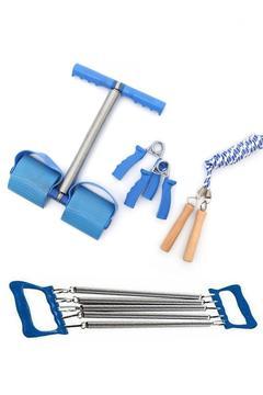 Body Trimmer 4'lü Set Göğüs Yayı Mekik Pilates Aleti El Yayı Ve Halatlı Atlama Ipi Kas Güçlendirme