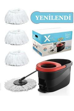 X-maxi Yenilendi Pedallı Mop ( 3 Yedek Bez Hediyeli ) Temizlik Seti Vileda Döner Mop Seti
