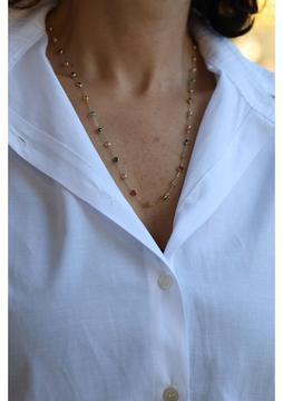 Yenigün Kuyumculuk 14 Ayar Altın Kadın  Renkli Taşlı Kolye