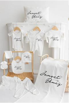 İsime Özel %100 Pamuk Baskılı 11'li Organik Bebek Hastane Çıkışı