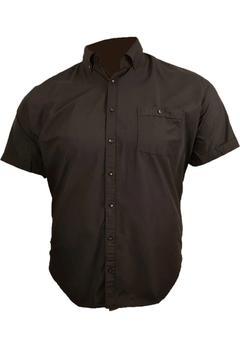 Büyük Beden Kısa Kol Gömlek Kahve