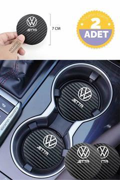 Volkswagen Jetta Yazılı Siyah Karbon Araç Bardak Altlığı Volkswagen Logolu Jetta İçin Şık ve Spor 7