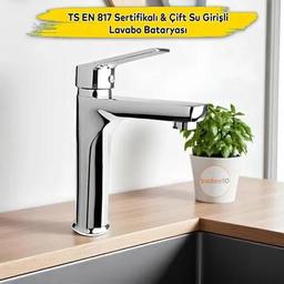 Mix Krom Kaplama Sıcak Soğuk Tezgah Üstü Banyo Mutfak Lavabo Bataryası Aç Kapa Evye Armatür Musluk