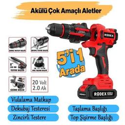 Değiştirilebilir Başlıklı Akülü 5'li Set 20 V 2.0 Ah Taşlama Matkap Dekubaj Testere Pala Top Şişirme