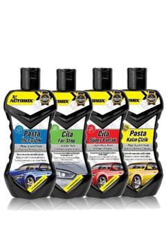 Premium Cila – 4’lü Paket | İnce/Kalın Çizik Cilası, Süper Parlak Cila ve Far/Stop Cilası