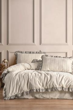 Bragi %100 Pamuklu Fırfırlı Ipliği Boyalı Çift Kişilik Nevresim Takımı 200*220