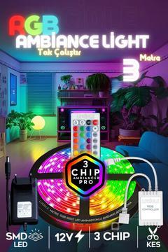 Rgb Led Tak Çalıştır 16 Renkli 4 Animasyonlu Tv Arkası Led Yatak Odası Led Bilgisayar Led 3metre