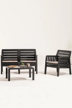 Lara / 2 1 S Bahçe Takımı Balkon - Bahçe - Teras Mobilyası / Antrasit