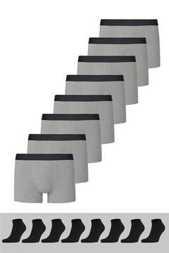 Erkek 8 Patik Çorap 8 Gri Boxer Pamuklu Likralı Ekonomik Paket