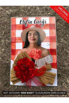 Kişiye Özel Fotoğraflı Kırmızı Çiçek Buketi, Sevgiliye Resimli Hediye Çiçek, Koleksiyonluk Çiçek
