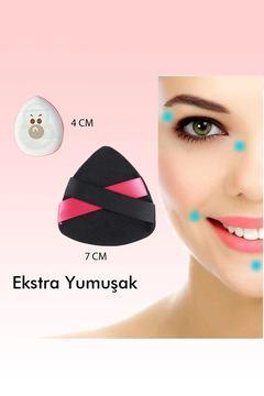 1 Mini Ve 1 Kurdeleli Siyah Pamuk Yıkanabilir Puf Yüz Kontür Makyaj Bez Süngeri Kozmetik Fondöten
