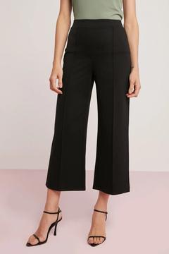 Freda Kadın Örme Çelikli Interlok Geniş Paça Normal Bel Flare Siyah Pantolon