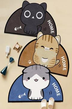 Yıkanabilir Kahve Kedili Banyo Halısı Paspas Klozet Tek Parça Oval 60x100 Dc-8035