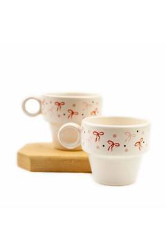 Kurdela Tasarımlı 2'li Espresso Bardak Seti - Hediye Seramik Fincan