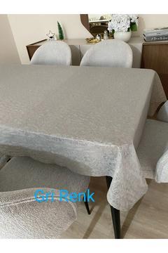 Pvc Muşamba Dantel Görünümlü Sıvı Geçirmez Mutfak Masa Örtüsü GRİ Çiçek Motifli / Renk: GRİ (GREY)