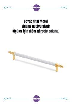 Beyaz Altın Kulp 96MM Metal Vidalı - Dolap, Şifonyer, Ünite,Komodin, Mutfak Dolabı, Vestiyer Kulbu