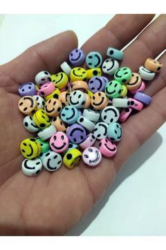 Takı Yapımı Için Gülen Yüz Boncuk Çok Renkli Pastel 50 Adet