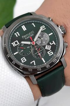 Function Deri Kordon Erkek Kol Saati 3 Atm- Bileklik Hediyeli Yeşil-füme Zmfer167