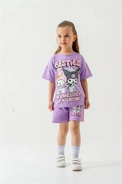 10167 Kids Mor Kur.Baskılı Takım 3-4/9-10 Yaş