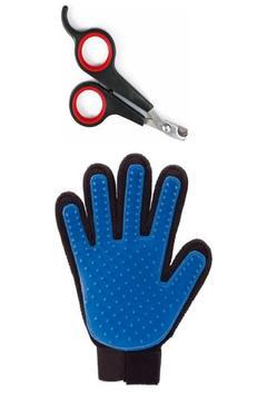 Kedi Köpek Tüy Toplayıcı Eldiven & Evcil Hayvan Tırnak Makası 2li Set