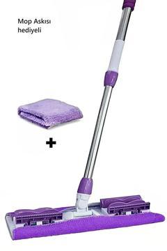 Kıskaçlı Cam Silme Mopu (Hediye Mop Askılı) Mikrofiber Yedek Bezli Yer Duvar Fayans Silme Mopu