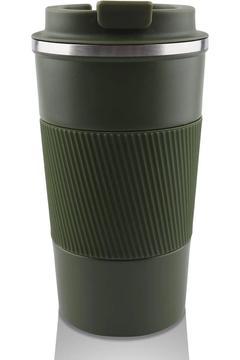 Chefstar 304 Pazlanmaz Çelik 500 ml Kaydırmaz Lastikli Yeşil Termos Bardak Mug Araç Kahve Çay Termos