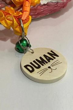 Kişiye Özel Zilli Ahşap Isimli Numaralı Kayboldum Kedi Künyesi (SÜPRİZ TASMA HEDİYE)