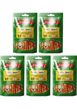 Freshy Chicky Twists 5 Paketlik Set - 50 Adet Tavuk Eti Kaplı Burgu Çiğneme Çubuğu