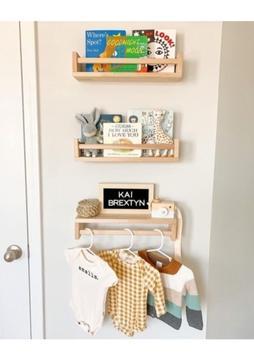 Montessori Kitaplık Çocuk Bebek Odası Duvar Rafı Ahşap Kitaplık Raf 3 Adet 50 cm