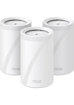TP-Link Deco BE65(3-pack), BE9300 Mbps, 4 × 2.5 Gbps Portlar, 320 MHz Kanallar, 6 GHz Bandında Çalışır, 200 Cihaza Kadar Bağlanılabilirlik, VPN, WPA3, Üç Bantlı Wi-Fi 7 Mesh Sistemi