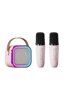Kareoke Mikrofonu Hoparlör Çift Mikrofon Seti RGB Işıklı