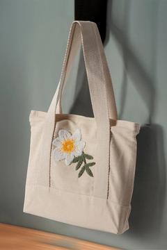 Desenli Bez Keten Omuz Çantası, Plaj Çantası, İşlemeli El ve Kol Çantası %100 Pamuk 36x29 cm