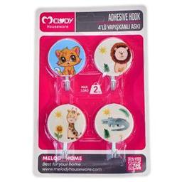 Melody Pety Sevimli Yapışkanlı Askı 4 Lü M-098