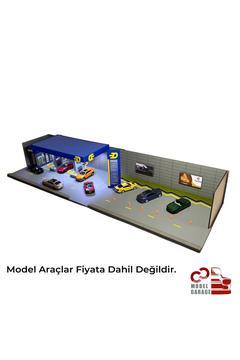 1/64 Ölçek Opet Benzinlik Diorama Otopark Diecast Model Araba Sergileme Rafı Maket Diorama Oyuncak