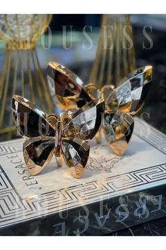 Dekoratif 2 Li Biblo A Kalite Kelebek Rosegold Mini Süs Polyester Döküm