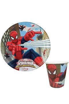 2'li Spiderman Örümcek Adam Karton Bardak, Tabak Seti Parti Sofra Aksesuarı